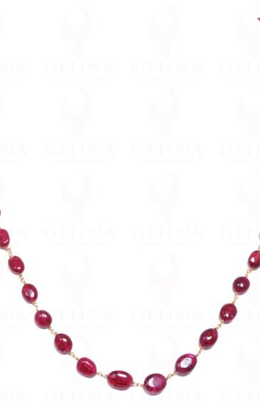 Pink Spinel Gemstone Bead Chain In .925 Sterling Silver CS-1017