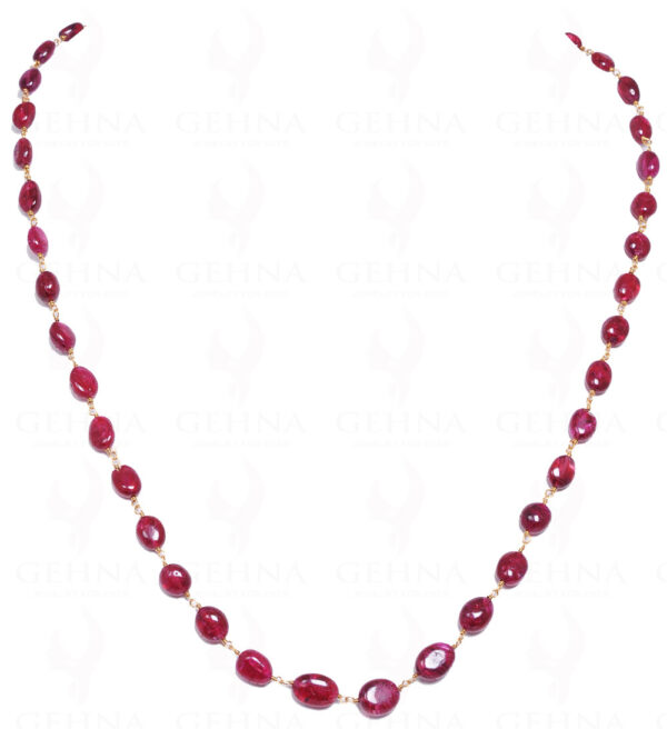 Pink Spinel Gemstone Bead Chain In .925 Sterling Silver CS-1017