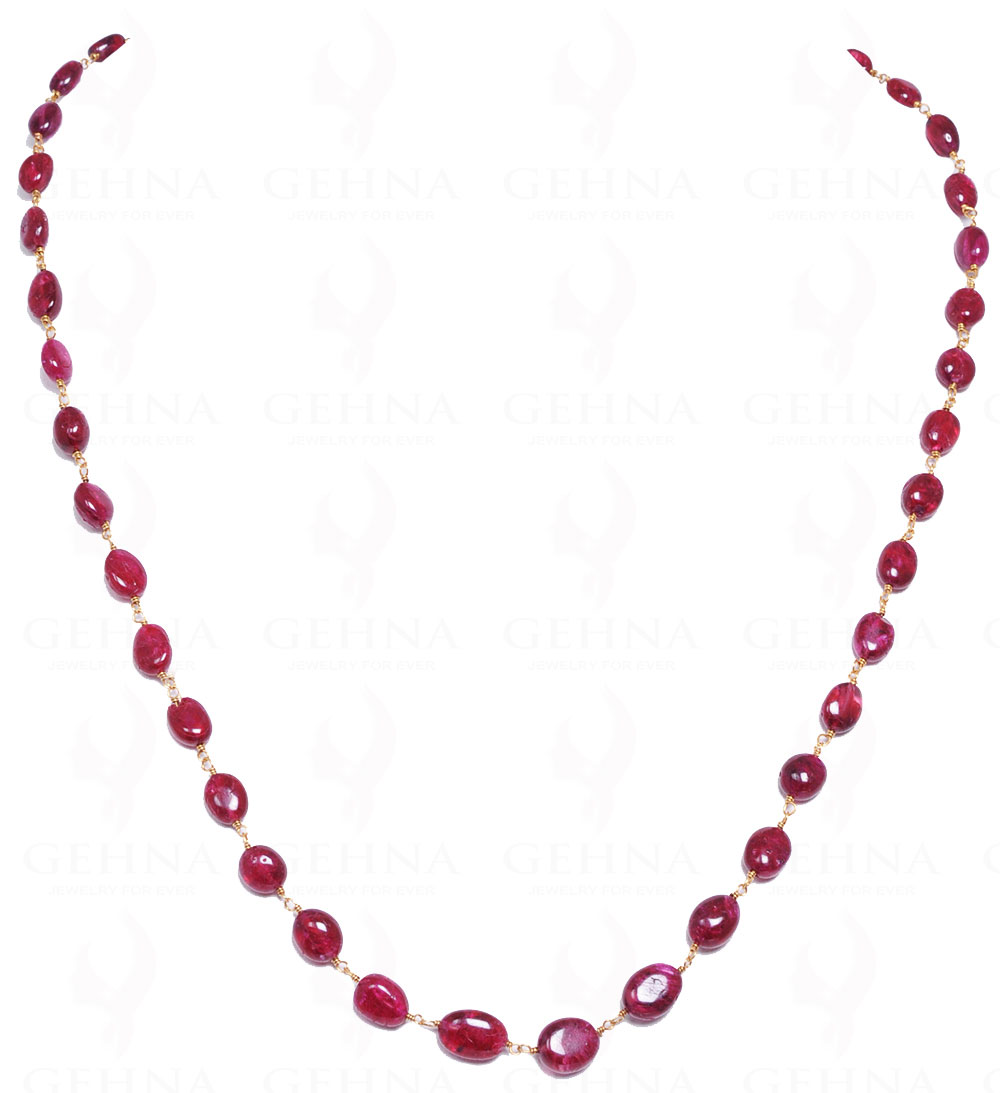 Pink Spinel Gemstone Bead Chain In .925 Sterling Silver CS-1017