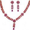 Ruby Studded Beautiful Unique Style Choker Necklace & Earring Set FN-1017