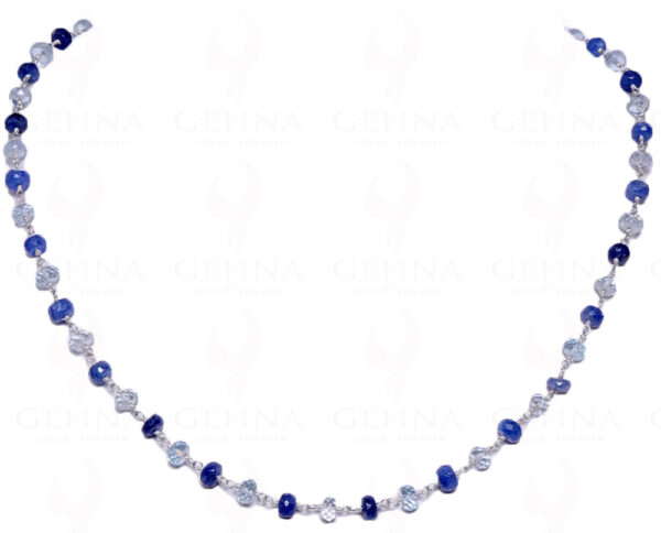 Aquamarine Tanzanite Bead Chain In .925 Sterling Silver CS-1018