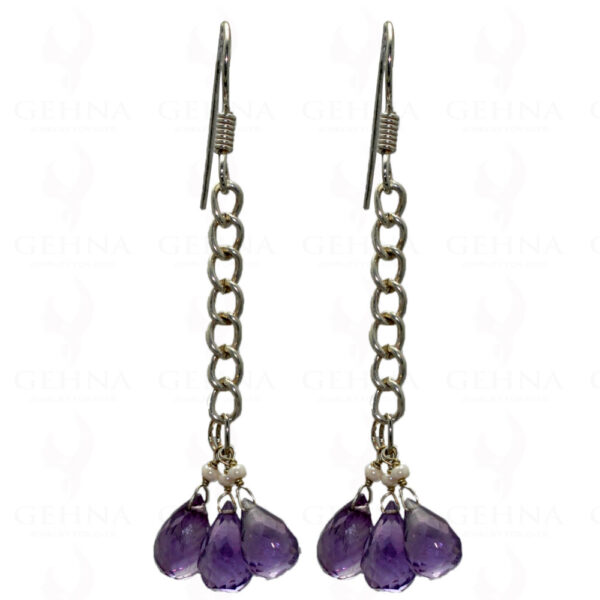 Amethyst Gemstone Faceted Drops Earrings Made In 925 Sterling Silver ES-1018
