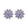 Simulated Diamond Studded Flower Shaped Earrings FE-1018