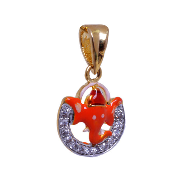 Elegant Cubic Zirconia Studded Ganesha Pendant With Enamel Work Unisex FP-1018