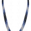 3 Row Necklace Of Natural Blue Sapphire Gemstone Round Faceted Bead NP-1018