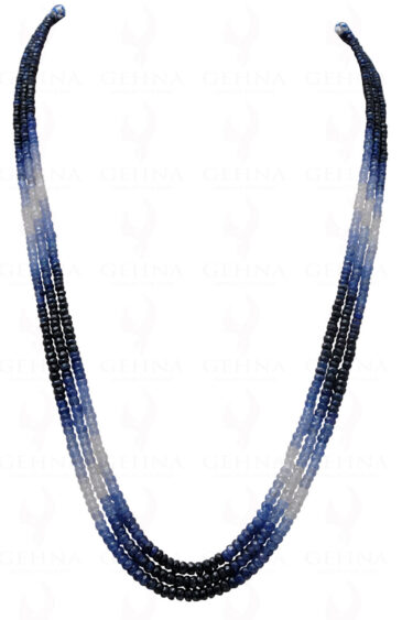 3 Row Necklace Of Natural Blue Sapphire Gemstone Round Faceted Bead NP-1018