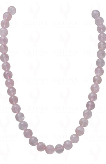 Rose Quartz Gemstone Round Faceted Bead Strand Necklace NS-1018