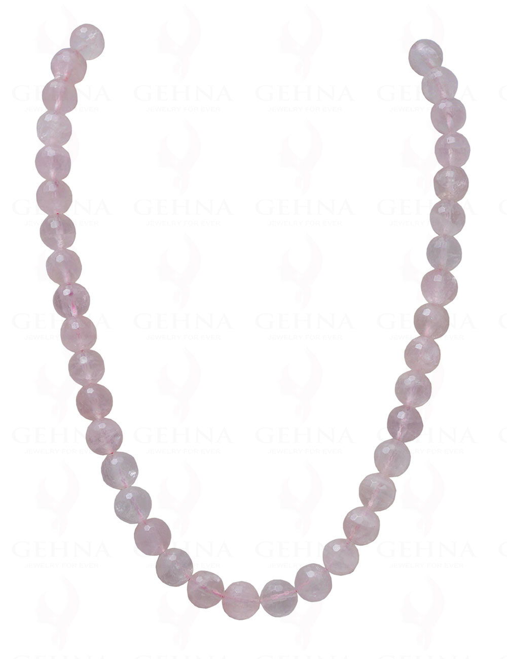 Rose Quartz Gemstone Round Faceted Bead Strand Necklace NS-1018