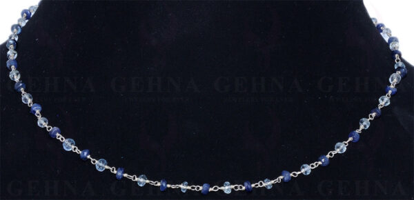 Aquamarine Tanzanite Bead Chain In .925 Sterling Silver CS-1018