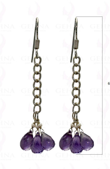 Amethyst Gemstone Faceted Drops Earrings Made In 925 Sterling Silver ES-1018