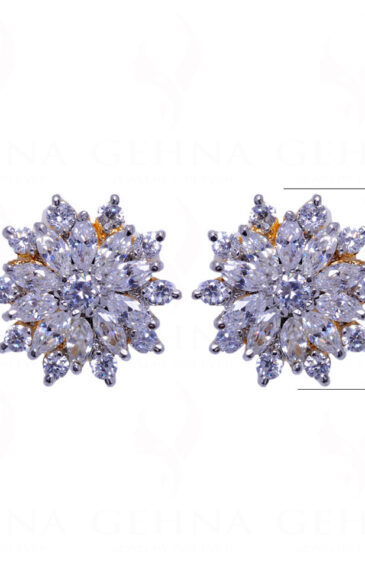 Simulated Diamond Studded Flower Shaped Earrings FE-1018