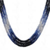 3 Row Necklace Of Natural Blue Sapphire Gemstone Round Faceted Bead NP-1018