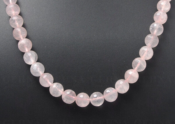 Rose Quartz Gemstone Round Faceted Bead Strand Necklace NS-1018