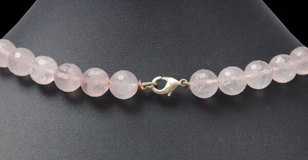 Rose Quartz Gemstone Round Faceted Bead Strand Necklace NS-1018