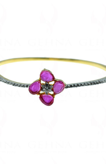 Ruby & Cubic Zirconia Studded Gold Plated Bracelet FB-1019