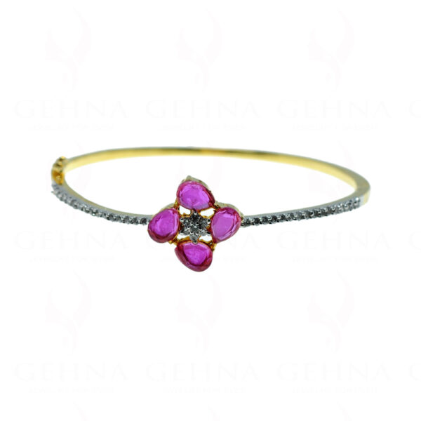 Ruby & Cubic Zirconia Studded Gold Plated Bracelet FB-1019