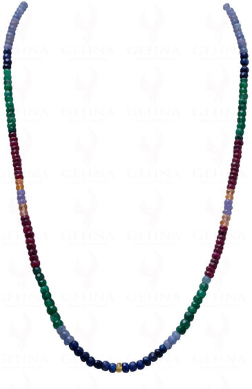 Multi Color Precious Gemstone Round Faceted Bead Necklace NP-1019