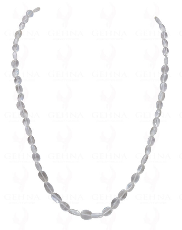 Natural Rock-Crystal Gemstone Oval Shaped Cabochon Bead Strand Necklace NS-1019