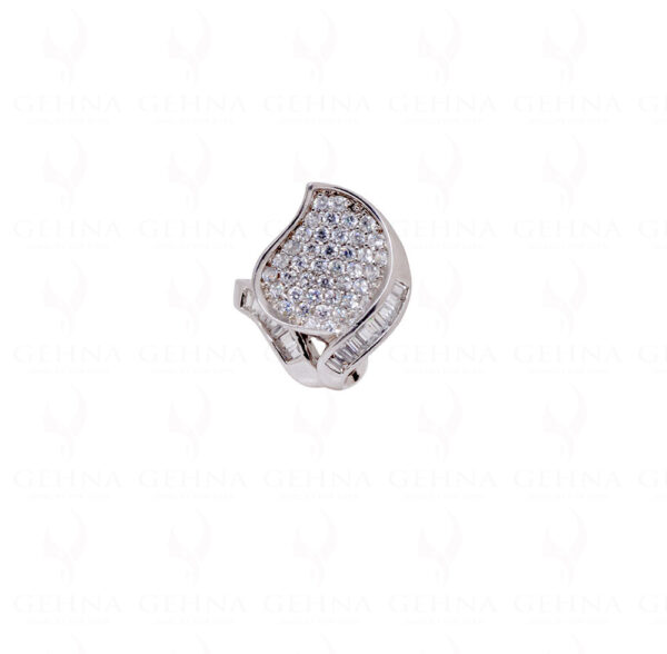 White Topaz Studded 925 Sterling Silver Cocktail Ring SR-1019