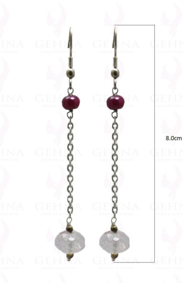 Ruby & Rose Quartz Gemstone Earrings Made In .925 Sterling Silver ES-1019