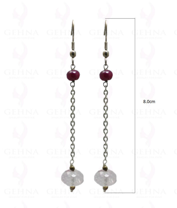 Ruby & Rose Quartz Gemstone Earrings Made In .925 Sterling Silver ES-1019