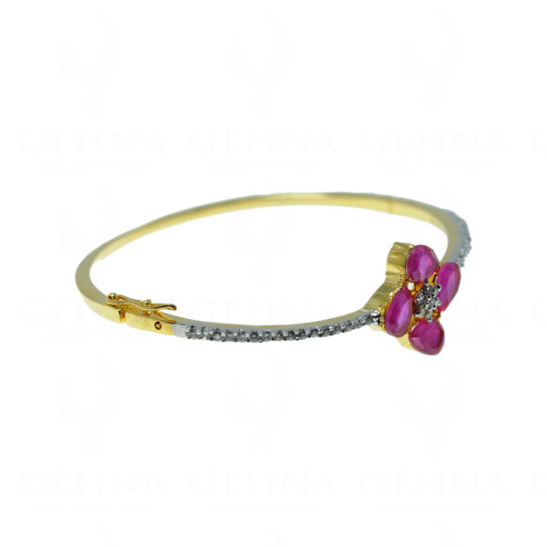 Ruby & Cubic Zirconia Studded Gold Plated Bracelet FB-1019