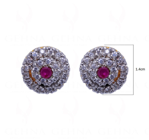 Simulated Diamond & Ruby Studded Earrings FE-1019