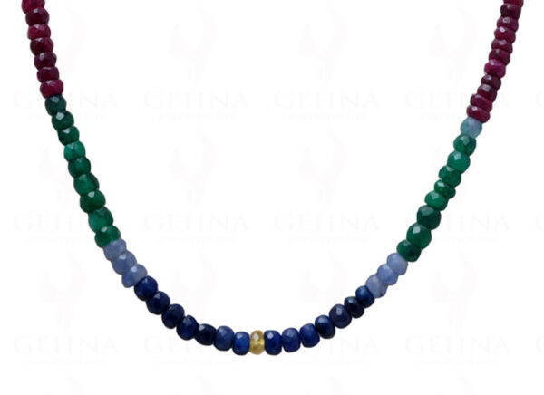 Multi Color Precious Gemstone Round Faceted Bead Necklace NP-1019