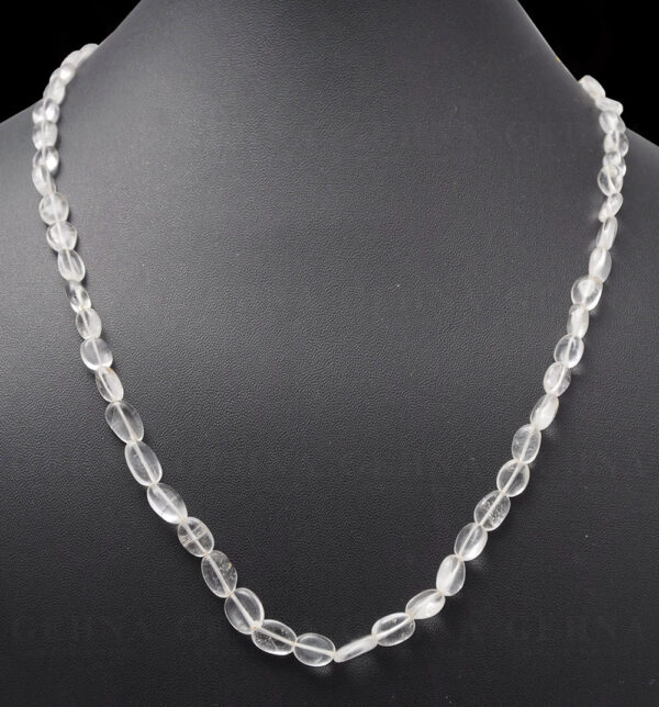 Natural Rock-Crystal Gemstone Oval Shaped Cabochon Bead Strand Necklace NS-1019