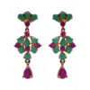 Ruby & Emerald Color Stone Studded Necklace & Earring Set FN-1019