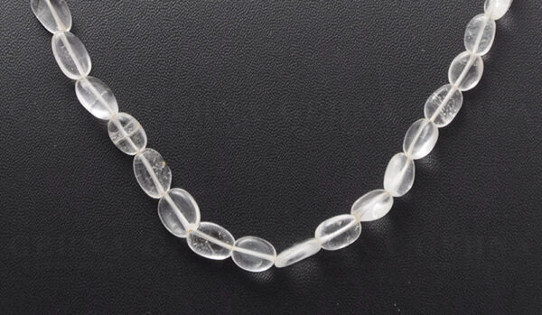 Natural Rock-Crystal Gemstone Oval Shaped Cabochon Bead Strand Necklace NS-1019