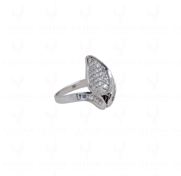 White Topaz Studded 925 Sterling Silver Cocktail Ring SR-1019