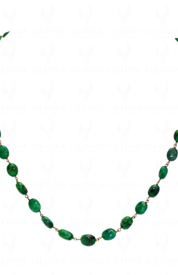 Emerald Oval Shaded Bead Chain Linked In .925 Silver – Yellow Polish CP-1020