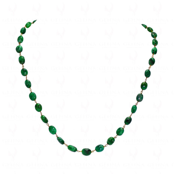 Emerald Oval Shaded Bead Chain Linked In .925 Silver - Yellow Polish CP-1020