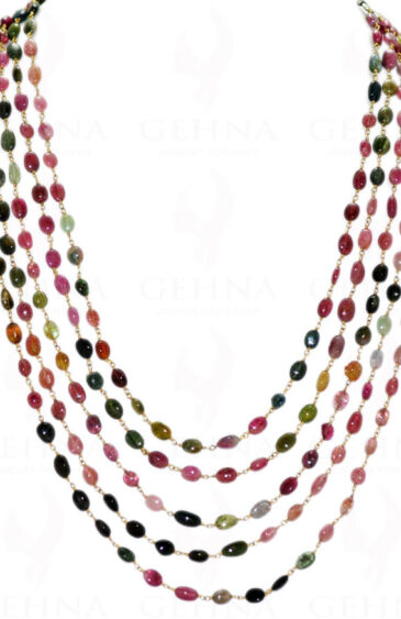 5 Row Multi Tourmaline Bead Chain In .925 Sterling Silver CS-1020