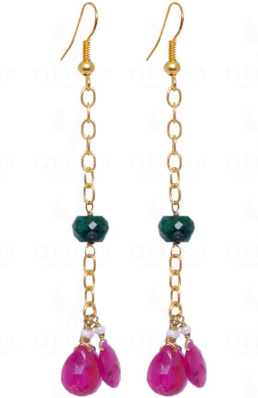 Pearl, Emerald & Ruby Gemstone Made In .925 Sterling Silver ES-1020