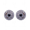 Simulated Diamond & Black Spinel Round Shape Earrings FE-1020