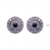 Simulated Diamond & Black Spinel Round Shape Earrings FE-1020
