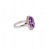 Amethyst & White Topaz Gemstone Studded 925 Solid Silver Cocktail Ring SR-1020
