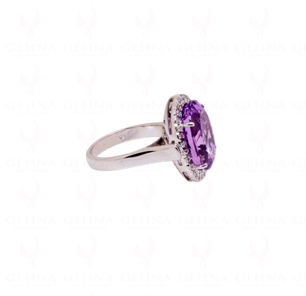 Amethyst & White Topaz Gemstone Studded 925 Solid Silver Cocktail Ring SR-1020