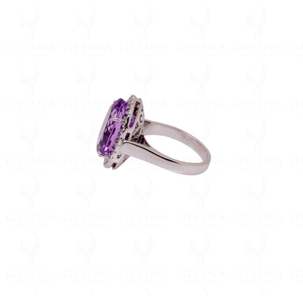 Amethyst & White Topaz Gemstone Studded 925 Solid Silver Cocktail Ring SR-1020