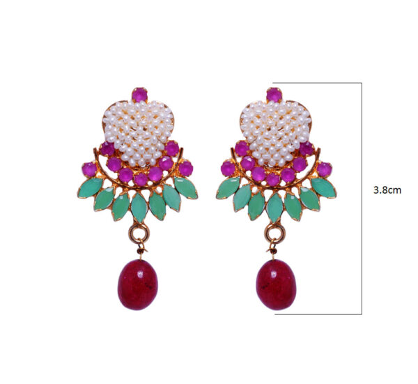 Classic Pearl, Ruby & Emerald Studded Pendant & Earring Set FP-1020