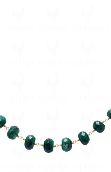 Emerald Faceted Bead Chain Linked In .925 Silver – Yellow Polish CP-1021