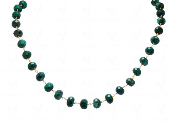 Emerald Faceted Bead Chain Linked In .925 Silver - Yellow Polish CP-1021