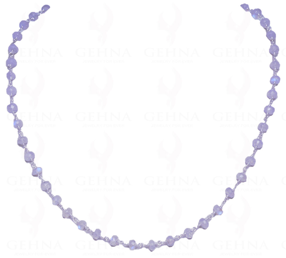 18" White Moonstone Bead Chain In .925 Sterling Silver CS-1021