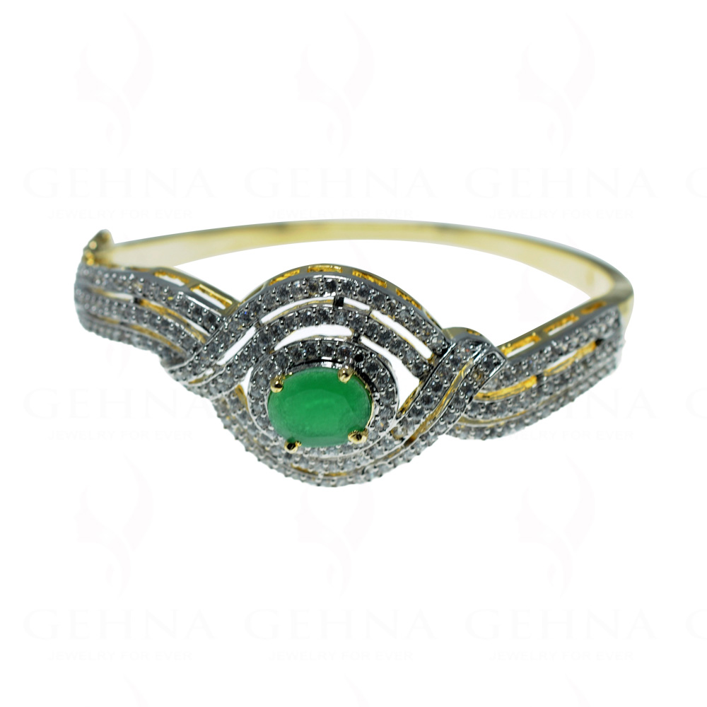 Emerald & Cubic Zirconia Studded Beautiful Bracelet FB-1021