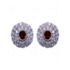 Simulated Diamond & Tourmaline Studded Earrings FE-1021