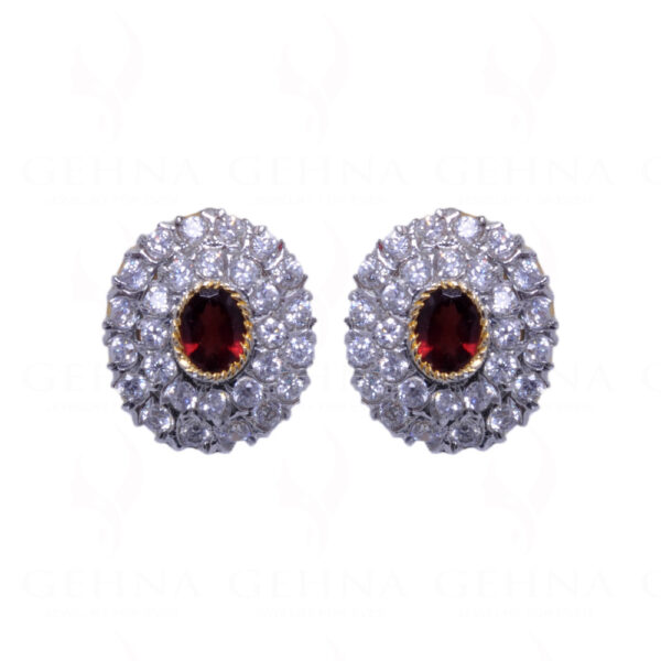 Simulated Diamond & Tourmaline Studded Earrings FE-1021
