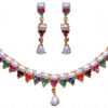 Pearl & Multicolor Stone Studded Choker Necklace & Earrings FN-1021