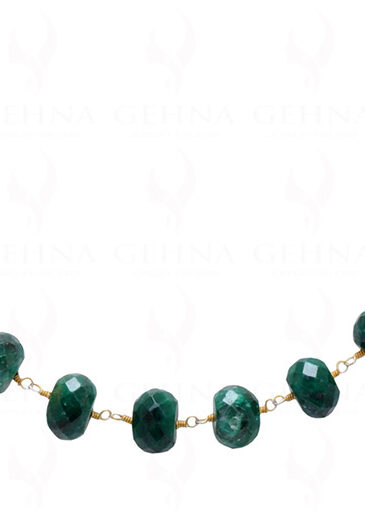 Emerald Faceted Bead Chain Linked In .925 Silver – Yellow Polish CP-1021